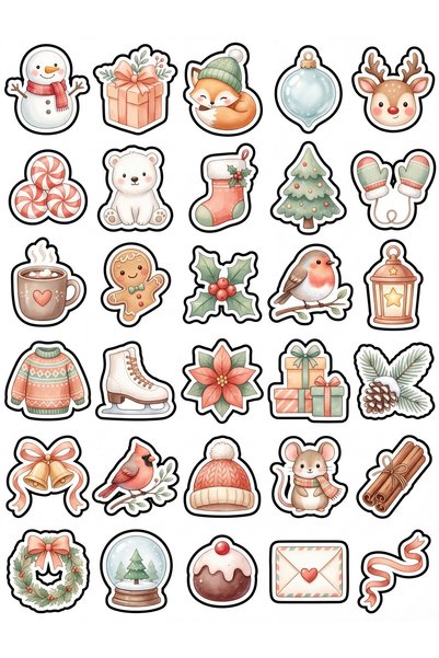 Generic Brand مجموعة ملصقات بألوان الباستيل المائية تحت عنوان الشتاء مكونة من...