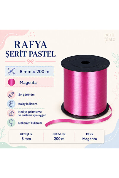 san Rafya Şerit Pastel 8mm x 200mm Magenta