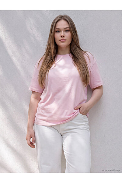 LC Waikiki Lcwaikiki Curve Pink Plus Size Women's T-Shirt