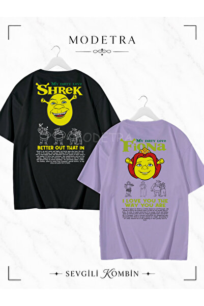 Modetra Women Men Unisex Shrek Fiona Back Printed Lover Couple Combination Ov...