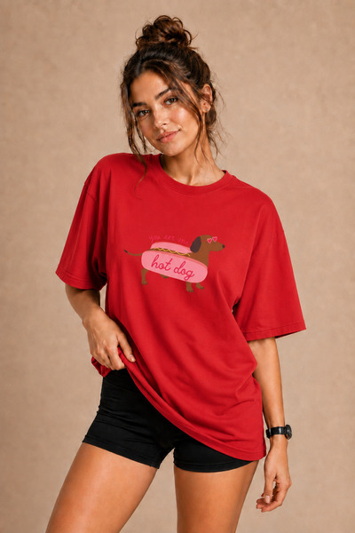 FECCY Premium unisex majica sa hot dogom, velika ženska majica, muška majica,...