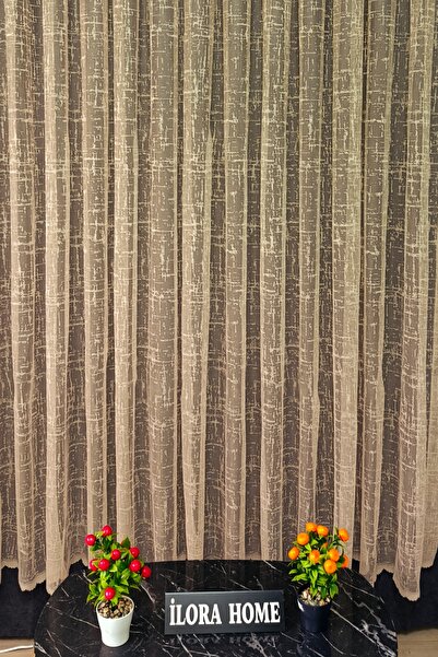 ilora home Modern Vizon Kırçıllı Salon ve Oda Perdesi Örme Tül Perde 1/2 kat ...