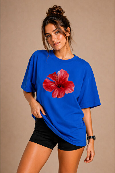 FECCY Premium Hibiscus Unisex Oversize Women's T-Shirt Men's T-Shirt Cotton O...