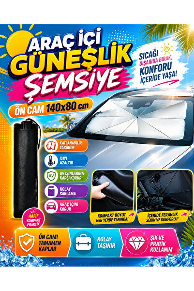 YMÇ DETAILING & AUTOMOTIVE Car Interior Sunshade Umbrella Windshield 140X80 c...