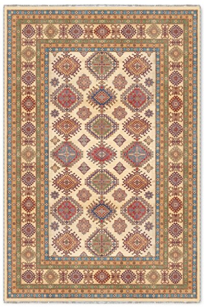 Pastel Home Renkli Bej Anadolu Kilim Şönil Halı Yolluk Kaymaz Yıkanabilir