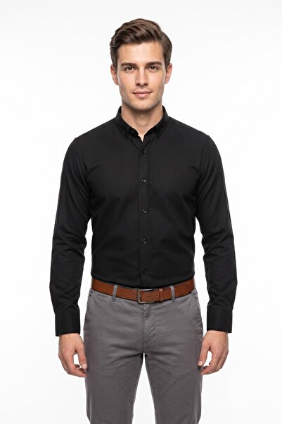 Mösyö Men's Slim Fit Long Sleeve Honeycomb Textured Shirt Bgl-St05628
