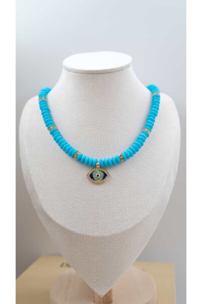 Jerie Turquoise Eye Detail Bead Necklace