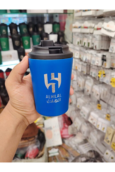 Generic A blue thermal cup bearing the logo of al hilal saudi club
