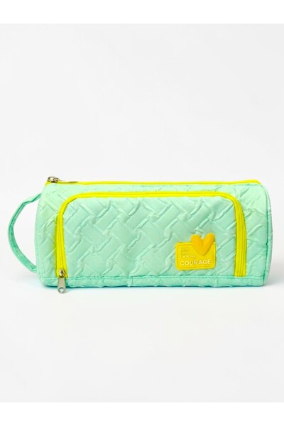 Limmy Quilted Patterned Pencil Case Multi-Functional Two-Compartment Pen Hold...
