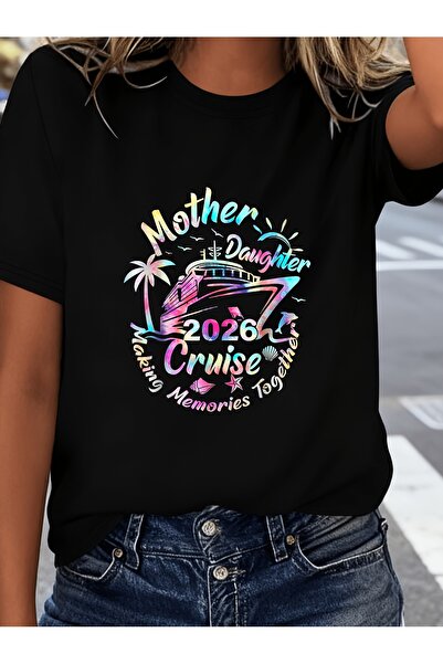 212Wear تي شيرت أسود بتصميم بسيط لرحلات السفاري البحرية 2026 مطبوع بأكمام قصي...