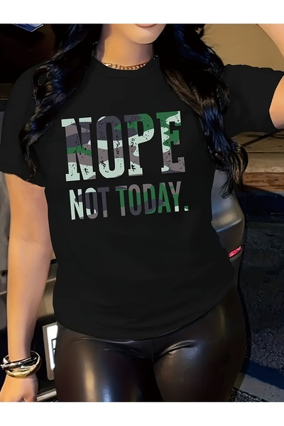 212Wear تي شيرت نسائي كاجوال قصير بطباعة "NOPE Not Today" - قطن ناعم، تصميم م...