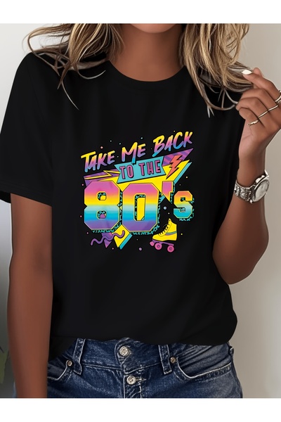 12 HERTZ Relax Habibi Print T-Shirt, Short Sleeve Round Neck Casual Top for S...