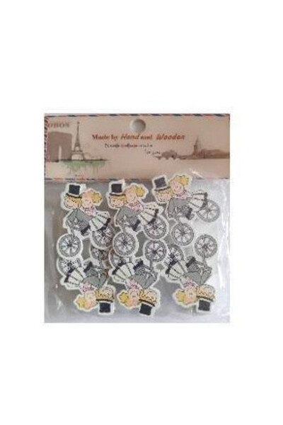 Galeria Hobby Set cleme decorative PEG-2003, din lemn, cu motive nunta, multi...