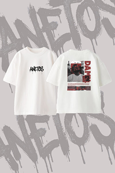 Anetos Kendrick Lamar  Design Back Printed Cotton White Oversize T-Shirt