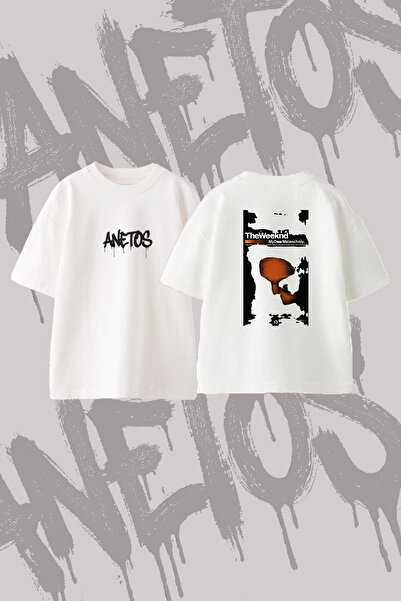 Anetos The Weeknd Melancholy Design Back Print Cotton White Oversize T-Shirt