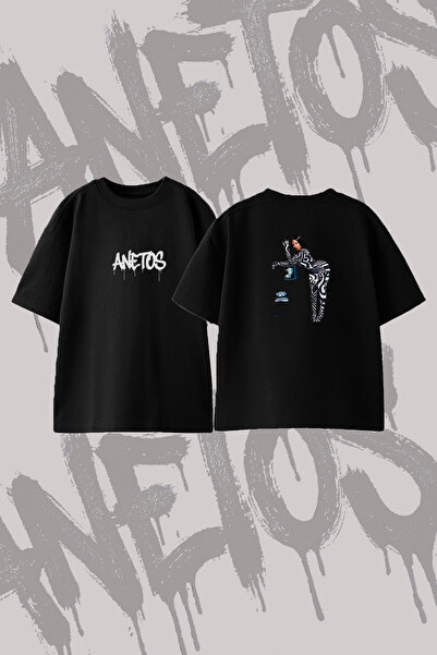 Anetos Megan Thee Stallion_6 Design Back Printed Cotton Black Oversize T-Shirt