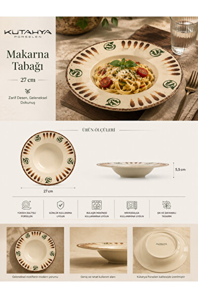 Kütahya Noodle Bowl – 27 cm Elegant Patterned Traditional Touch