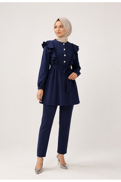 OK BLUME Ruffle Detailed Buttoned Hijab Set