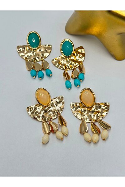 BYYEŞO Tattoo Plate Dangle Colorful Earrings Beige