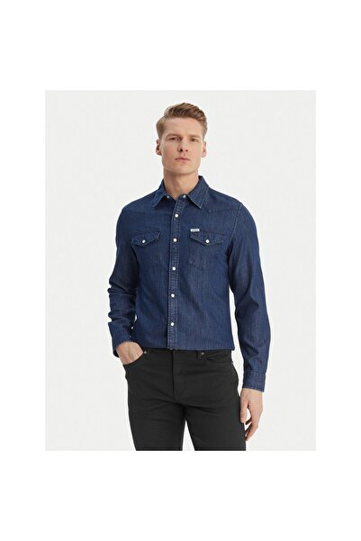Guess Cămașă bărbătească M6GH88D1052 Bleumarin