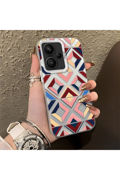 CASEVIBE Redmi Note 13 Pro Plus+ 5G Uyumlu Çok Renkli Kare Geometri Stili Gen...