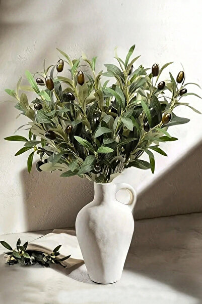 H&E LUXURY DESIGN Yapay Olive Zeytin Dalı Demeti Yapay Çiçek 45 Cm