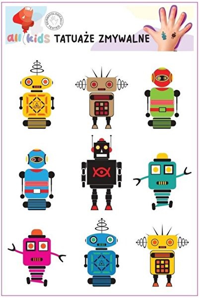 All4Kids Set tatuaje temporare All4Kids, Roboți, testate dermatologic, 100x15...