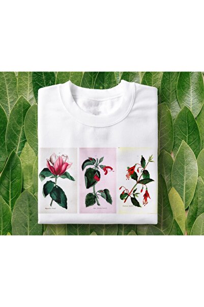 Grafftee Clothing تي شيرت كبير الحجم مطبوع عليه زهور نباتية للجنسين