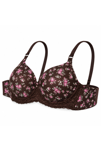 Generic Women's Floral Print Bra with Lace Detail