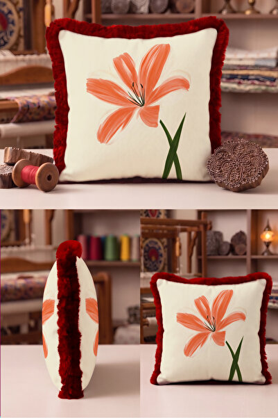 Evimde Bambaşka Floral Patterned Elegant Botanical Fringe Pillowcase-Artistic...