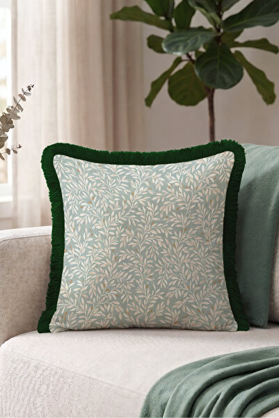 Evimde Bambaşka Față de pernă cu franjuri Botanical Leaf Elegant - Față de pe...