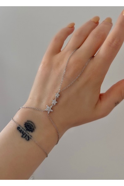 Home Sihra Accessories Zircon Stone Star Model Şahmeran Silver Color Şahmeran...