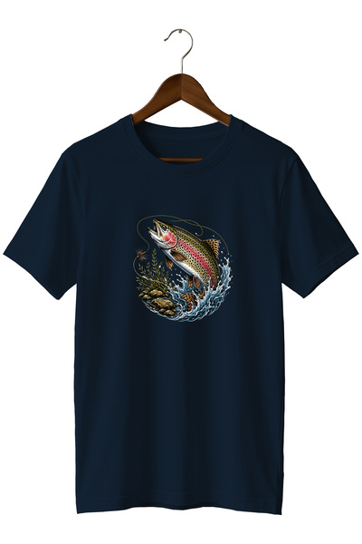 remonz Unisex Trout Fishing Printed T-Shirt – Nature and Outdoor Themed Crew ...