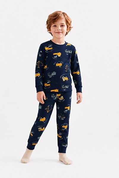 Mnk Baby&Kids Erkek Çocuk Baskılı Penye Pijama Takımı M00844 LACİVERT