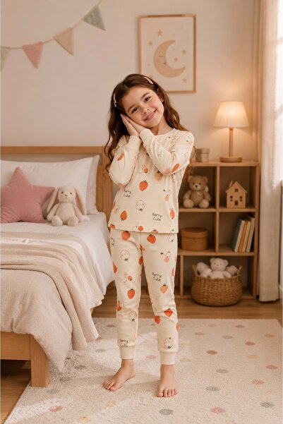 Mnk Baby&Kids Girl's Printed Cotton 2-Piece Pajama Set M00845 Beige