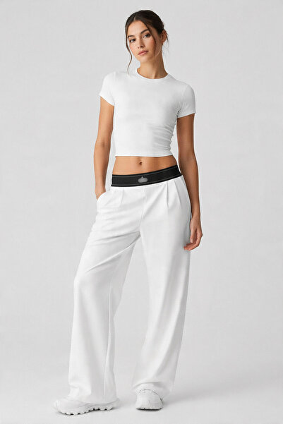TrendAllStore Al0 White Color Elastic Waist Jogger Comfortable Suit up Trousers