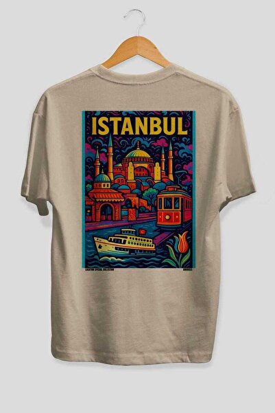 Ankhises Ιστανμπούλ Τουρκία Μπεζ Oversize Country City Μπλουζάκι Unisex με στ...