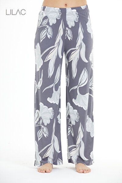LILAC Konforlu Çiçek Desenli %100 Viscon Pantolon