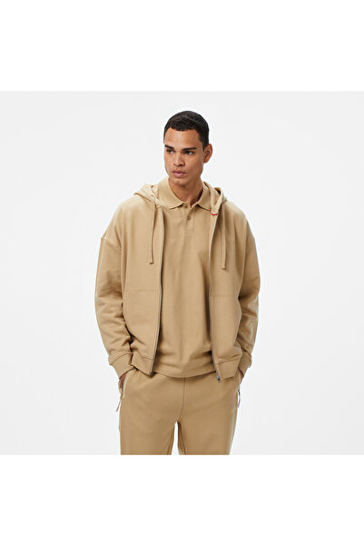 HUGO Dapozip Erkek Bej Sweatshirt