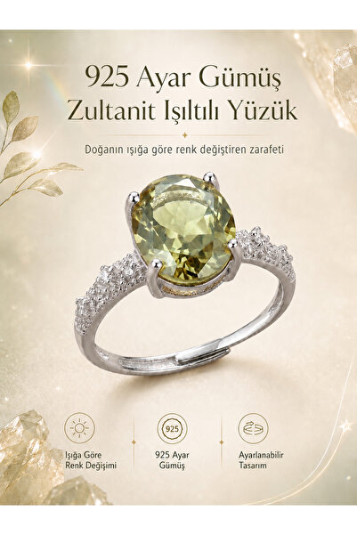 Yudi Atelier 925 Ayar Gümüş Zultanit Işıltılı Yüzük | Sevgiliye Anneye Hediye...