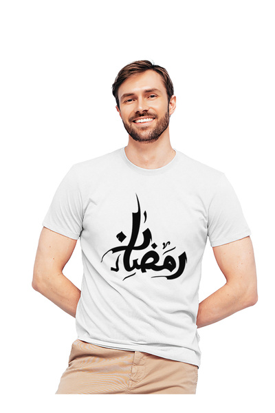 Generic عالم الموضة تيشرت قطن بطباعة عالية الجودة بتصميم رمضان