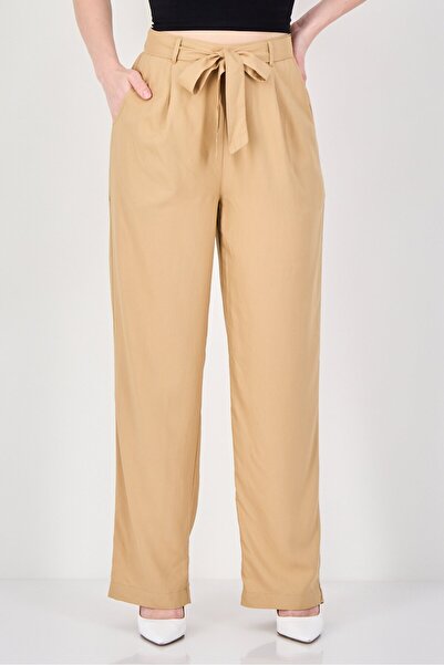 Fire & Glory Women Regular Fit Plain Palazzo Pants, Tan