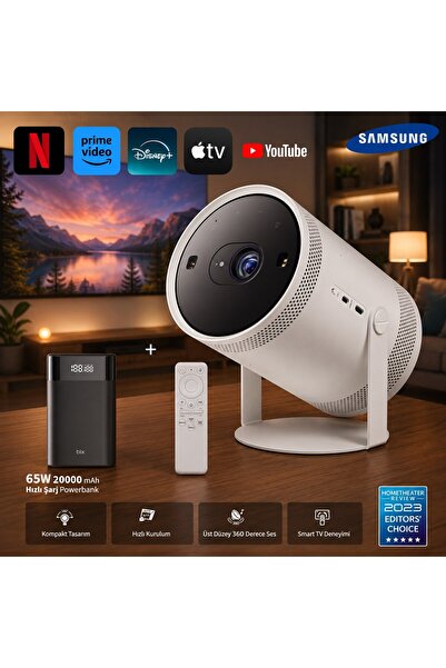 Samsung Taşınabilir Akıllı Smart Tv Özellikli Projeksiyon Cihazı 360°Dahili H...