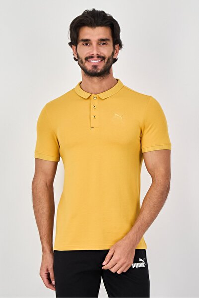 Puma Men Slim Fit Short Sleeve Outdoor Polo Shirt, Mustard