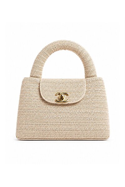 silora Handmade Woven Handbag with Gold Metal Lock