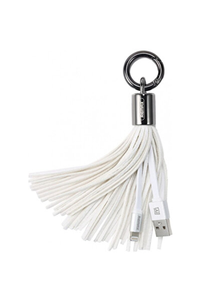 Remax Μπρελόκ Καλώδιο USB σε Lightning Λευκό 0,08μ (Φούντες Δαχτυλίδι)