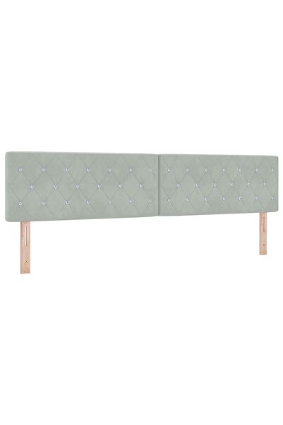 vidaxl Tăblie LED cu benzi LED cu headboard Gri deschis 200 cm Catifea