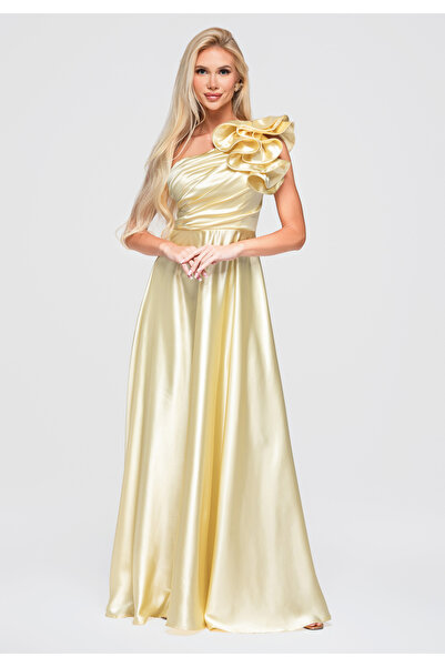 Larica Women's Maxi Dress with Asymmetrical Neckline LA-OM-DLR362