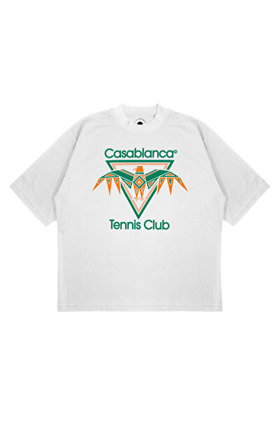 TRAGEDY تي شيرت للجنسين بمقاس كبير مطبوع عليه CASABLANCA WINGS مصنوع من قماش ...