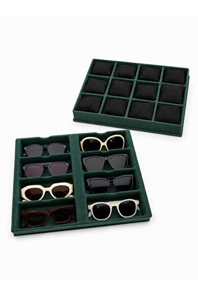 STAND MARKET Filok Coated Glasses and Watch Drawer Tray Set Green